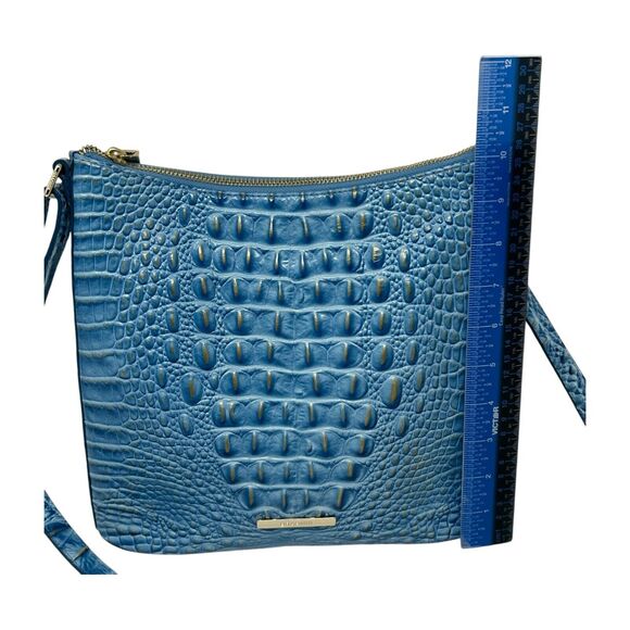 Brahmin Melbourne Katie Blue Croc Embossed Leather Shoulder Bag Adjustable Strap - Picture 14 of 16